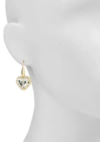 Pavé Heart Drop Earrings