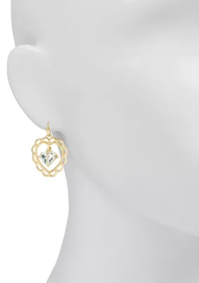 Lace Heart Drop Earrings