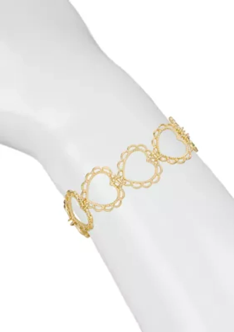 Lace Heart Link Chain Bracelet