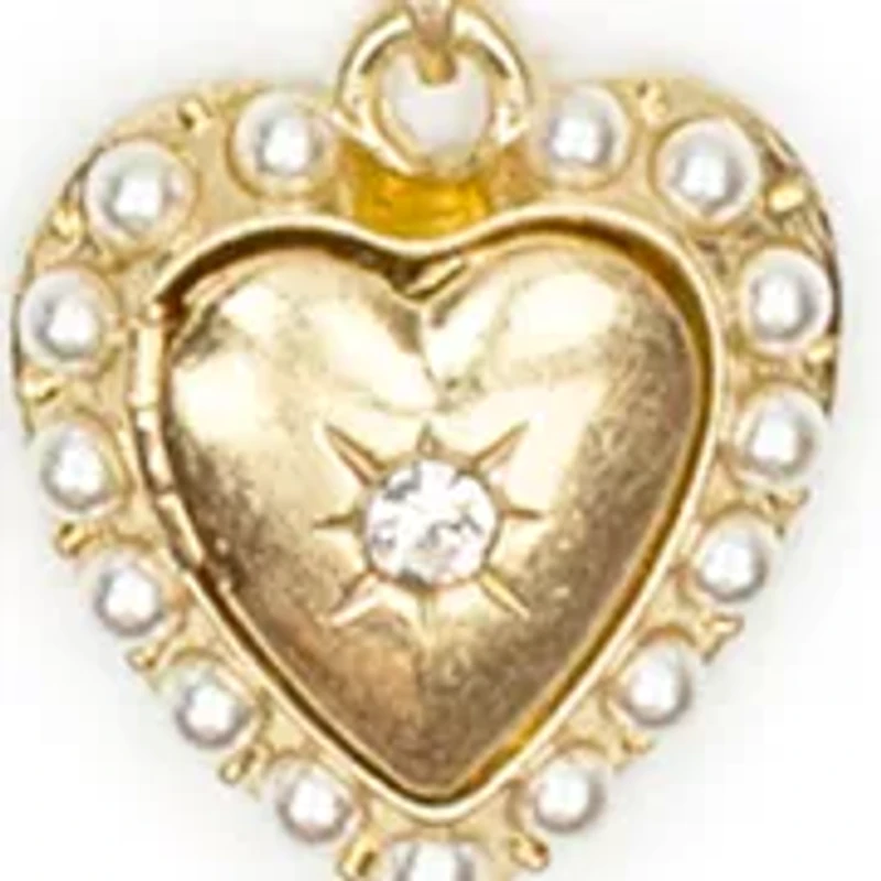 Heart Pendant with White Beaded Multi Row Necklace