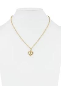 Heart Pendant with White Beaded Multi Row Necklace