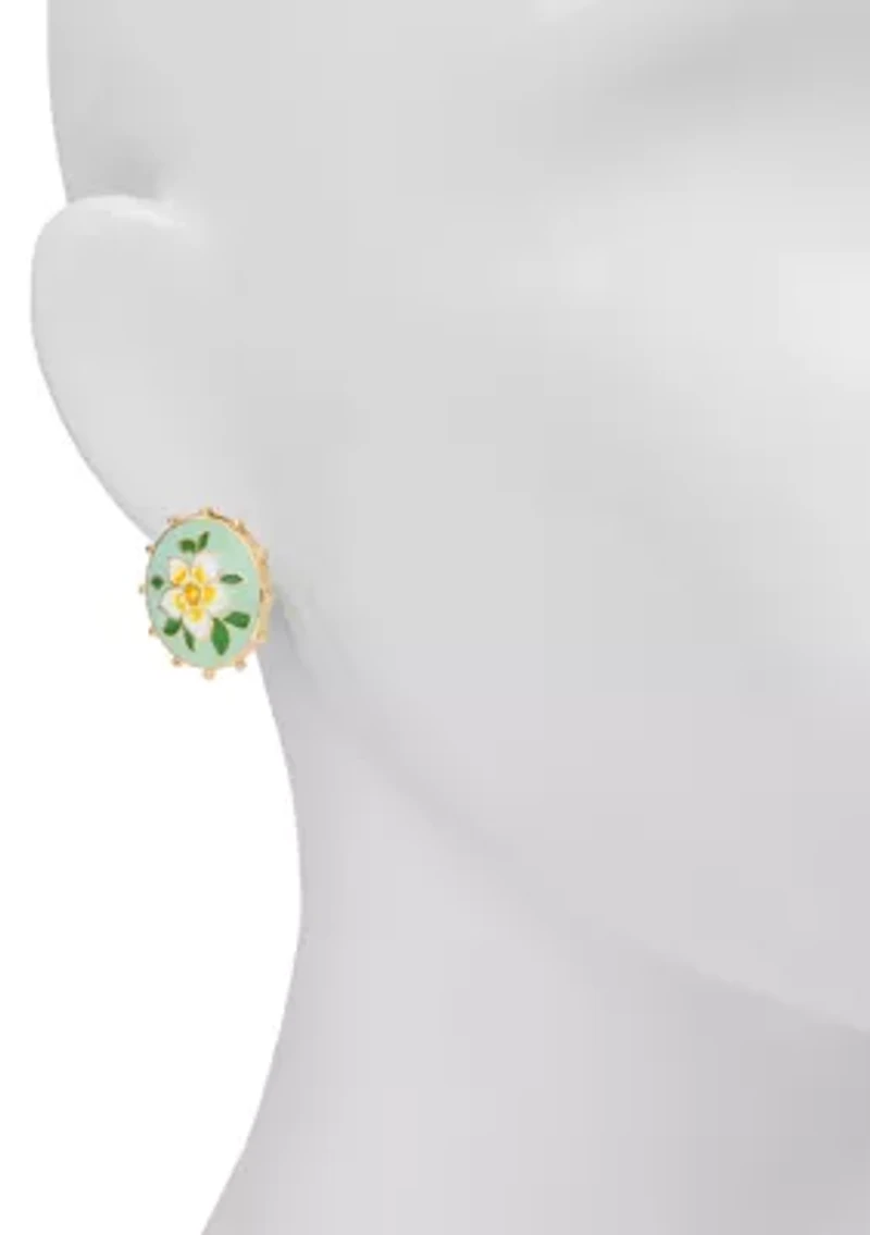 Flower Button Earrings