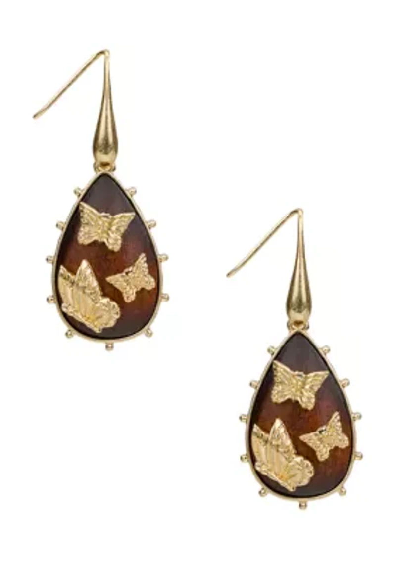 Butterfly Brown Teardrop Earrings