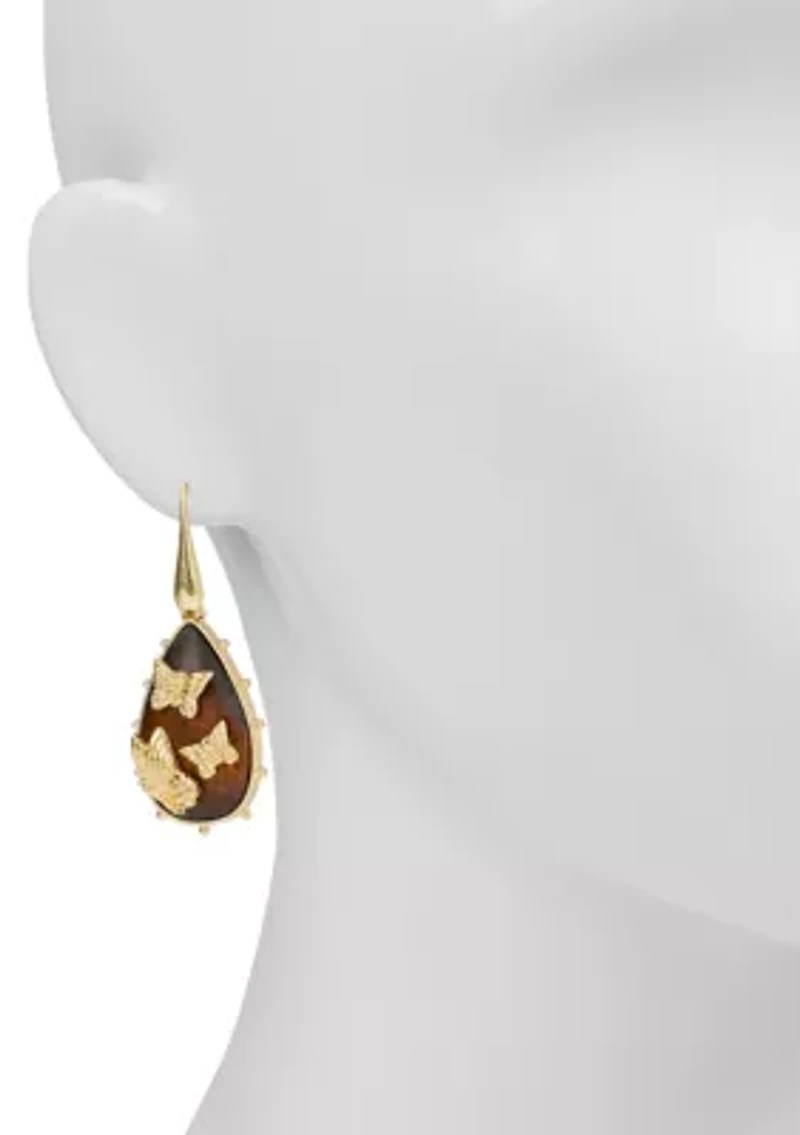 Butterfly Brown Teardrop Earrings