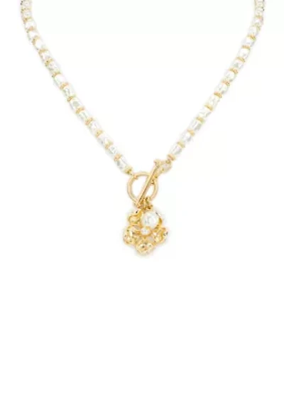 Flower Pendant Toggle Necklace