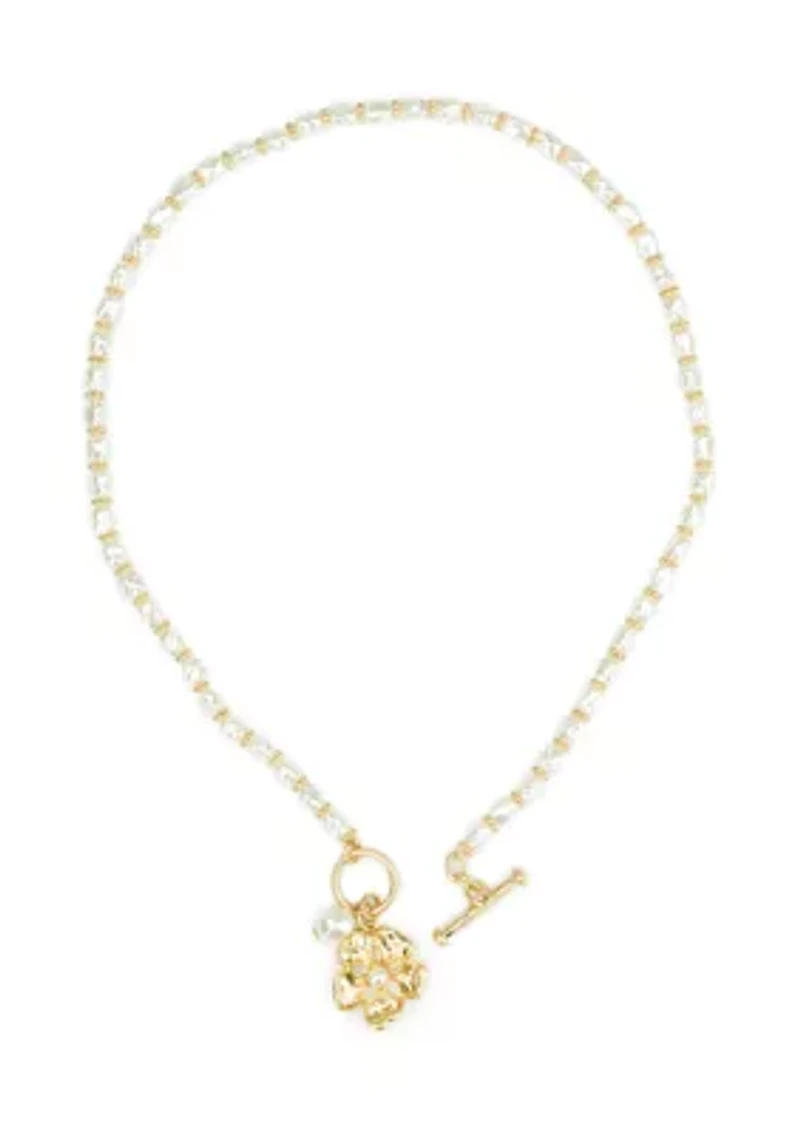 Flower Pendant Toggle Necklace