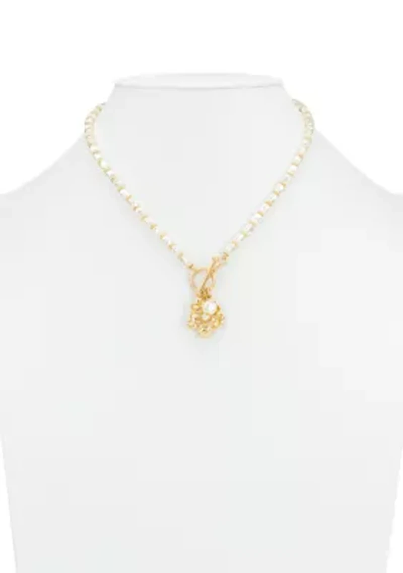 Flower Pendant Toggle Necklace