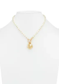 Flower Pendant Toggle Necklace