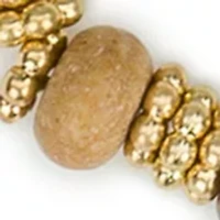 Beaded Wooden Gold Tone Stretch Bracelet Set