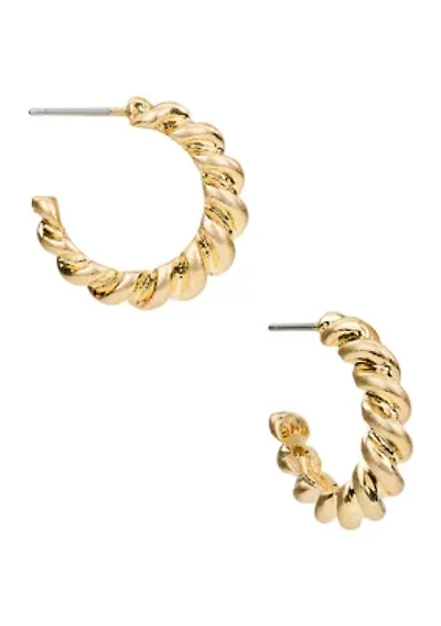 Twisted Gold Tone Hoop Earrings