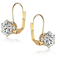 Lab Created White Cubic Zirconia Solitaire Classic Leverback Earrings