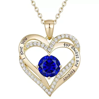 Lab Created 14K Gold Plated Colored Birthstone Pendant Necklace