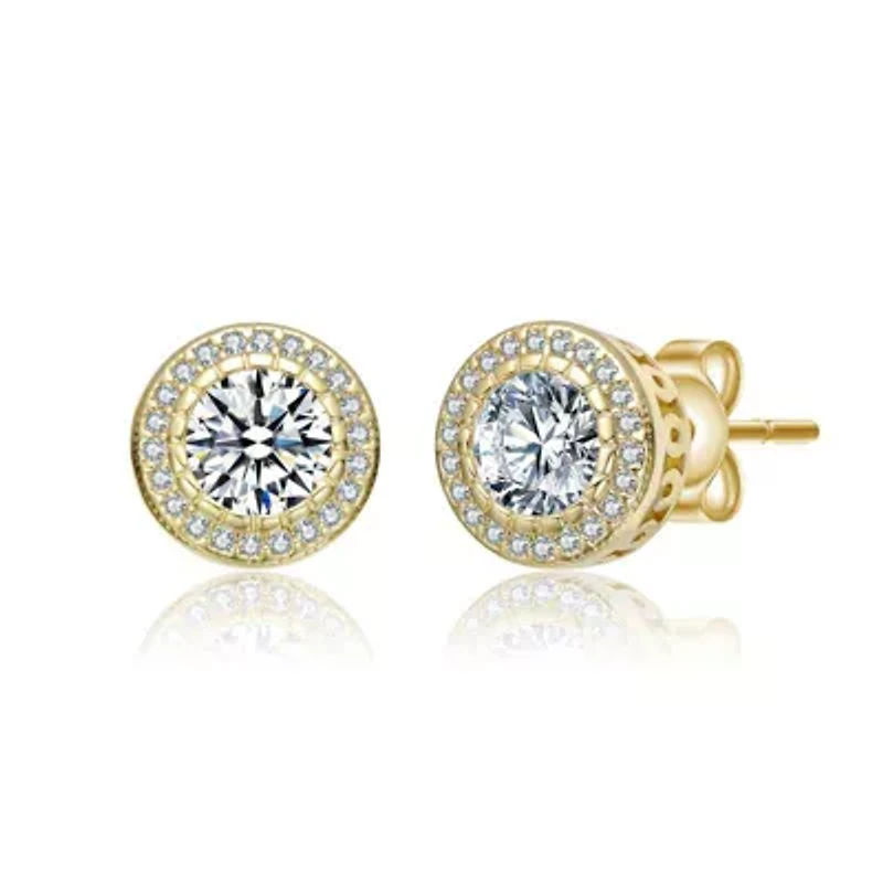 Lab Created Round Halo Stud Earrings with Clear Cubic Zirconia