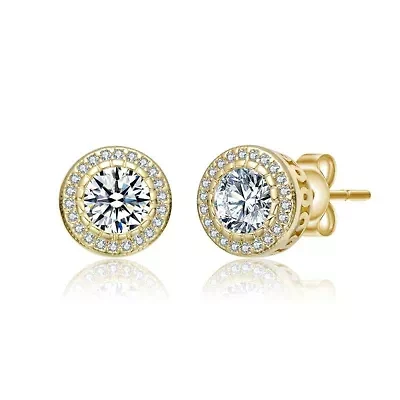 Lab Created Round Halo Stud Earrings with Clear Cubic Zirconia