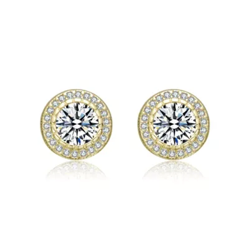 Lab Created Round Halo Stud Earrings with Clear Cubic Zirconia