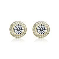 Lab Created Round Halo Stud Earrings with Clear Cubic Zirconia