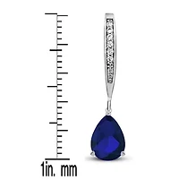 Lab Created Elegant Sterling Silver Dangling Pear-Shaped Cubic Zirconia Earrings