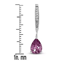 Lab Created Elegant Sterling Silver Dangling Pear-Shaped Cubic Zirconia Earrings