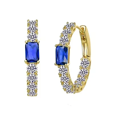 Lab Created 14K Gold Plated with Colored Cubic Zirconia Inside-Out Hoop Earrings