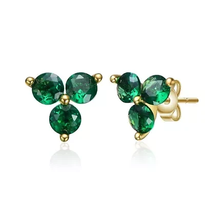Lab Created 14K Gold Plated with Colored Cubic Zirconia Stud Earrings for Kids