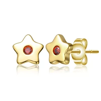Lab Created Kids 14K Gold Plated with Colored Cubic Zirconia Five-Point Lucky Little Star Stud Earrings for
