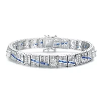 Lab Created Sterling Silver White Gold Plated with Colored Cubic Zirconia Link Bracelet