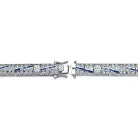 Lab Created Sterling Silver White Gold Plated with Colored Cubic Zirconia Link Bracelet