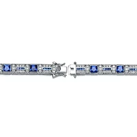 Lab Created Sterling Silver White Gold Plated with Colored Cubic Zirconia Tennis Bracelet