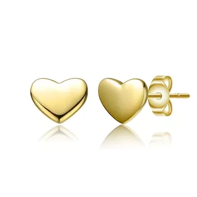 Lab Created 14K Gold Plated with Colored Enamel Tiny Flat Heart Stud Earrings Toddler/Kids