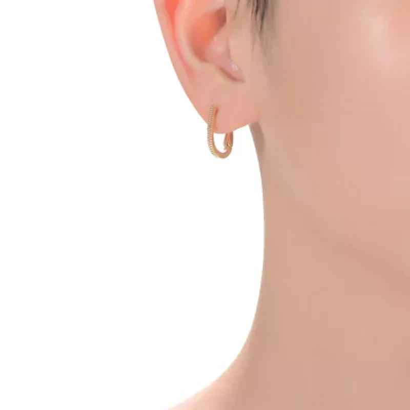 Lab Created "U" Small Hoop Earrings for Teens