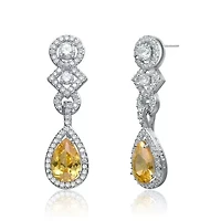 Lab Created Sterling Silver White Gold Plated With Colored Cubic Zirconia Dangle Earrings