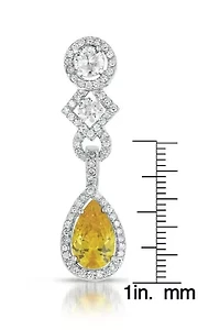 Lab Created Sterling Silver White Gold Plated With Colored Cubic Zirconia Dangle Earrings