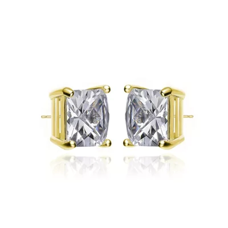 Lab Created Sterling Silver with Clear Cubic Zirconia Square Studs