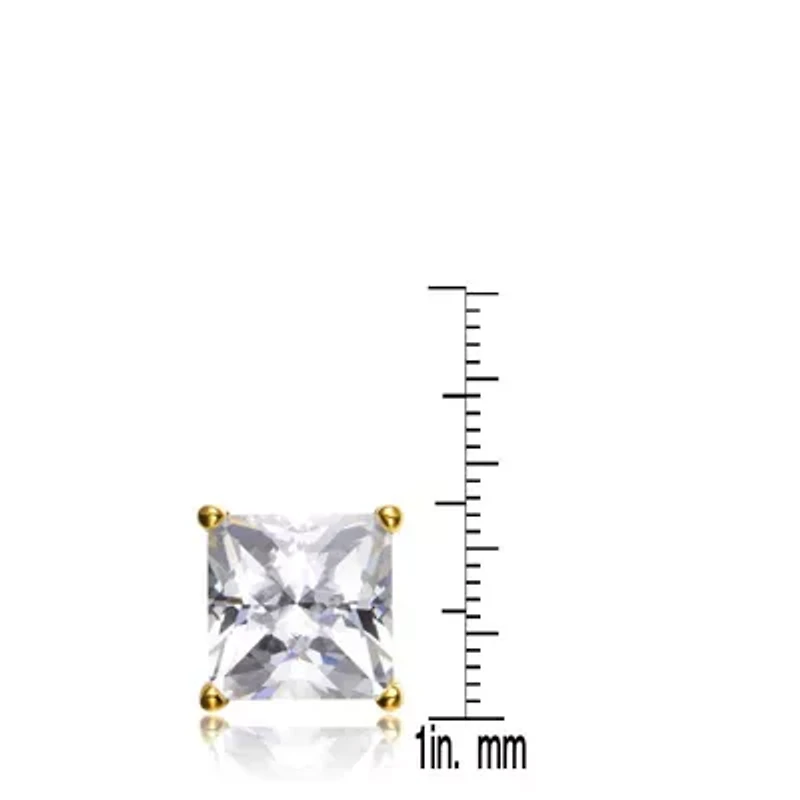 Lab Created Sterling Silver with Clear Cubic Zirconia Square Studs