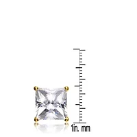 Lab Created Sterling Silver with Clear Cubic Zirconia Square Studs
