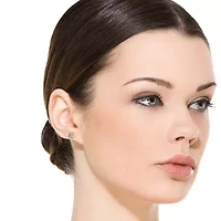Lab Created Sterling Silver with Clear Cubic Zirconia Square Studs