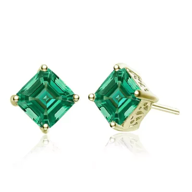 Lab Created Sterling Silver with Colored Cubic Zirconia Square Stud Earrings