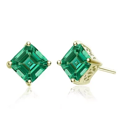 Lab Created Sterling Silver with Colored Cubic Zirconia Square Stud Earrings