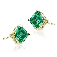 Lab Created Sterling Silver with Colored Cubic Zirconia Square Stud Earrings