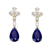 Lab Created Sterling Silver 14K Gold Plated with Colored Cubic Zirconia Cluster Dangle Earrings