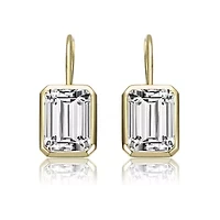 Lab Created Sterling Silver with Clear Cubic Zirconia Drop Lever Back Earrings