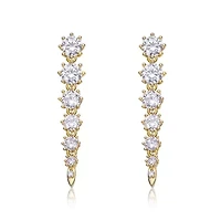 Lab Created Sterling Silver with Clear Cubic Zirconia Linear Fringe Icicle Earrings