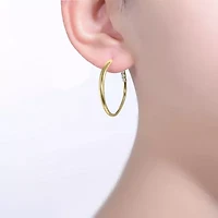 Lab Created Sterling Silver White Gold Plated with Colored Cubic Zirconia 3-Stone C-Hoop Earrings