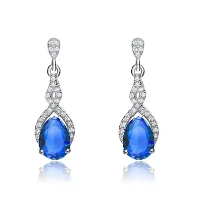 Lab Created Sterling Silver with Colored Cubic Zirconia Teardrop Earrings