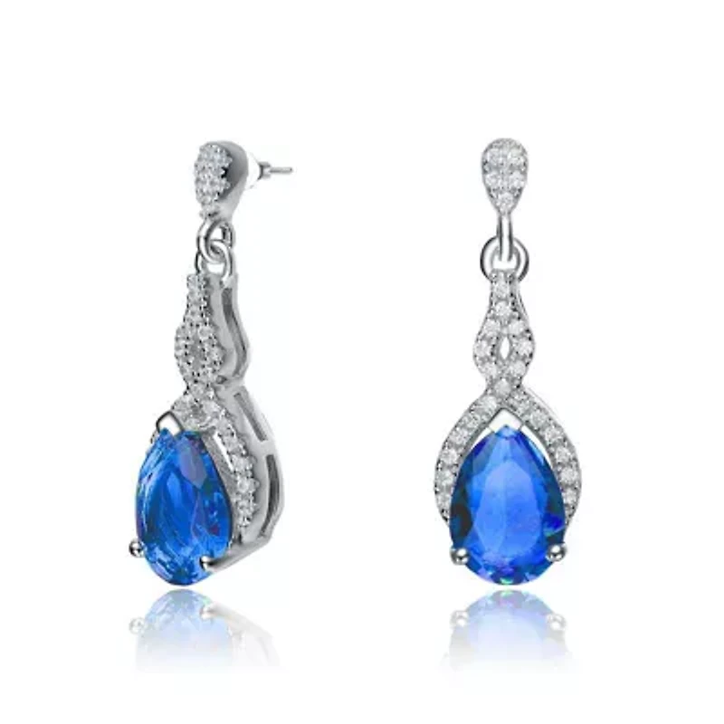 Lab Created Sterling Silver with Colored Cubic Zirconia Teardrop Earrings
