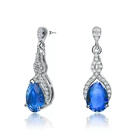 Lab Created Sterling Silver with Colored Cubic Zirconia Teardrop Earrings