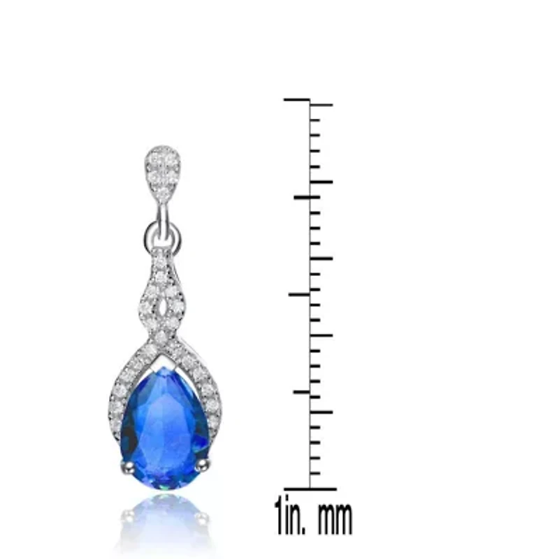 Lab Created Sterling Silver with Colored Cubic Zirconia Teardrop Earrings