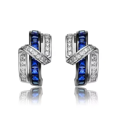 Lab Created Sterling Silver with Colored Cubic Zirconia Cross Path Stud Earrings