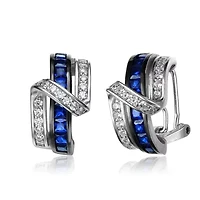 Lab Created Sterling Silver with Colored Cubic Zirconia Cross Path Stud Earrings