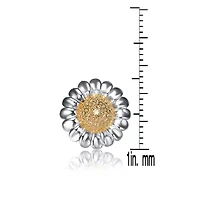Lab Created Sterling Silver with Clear Cubic Zirconia Sunflower Earrings